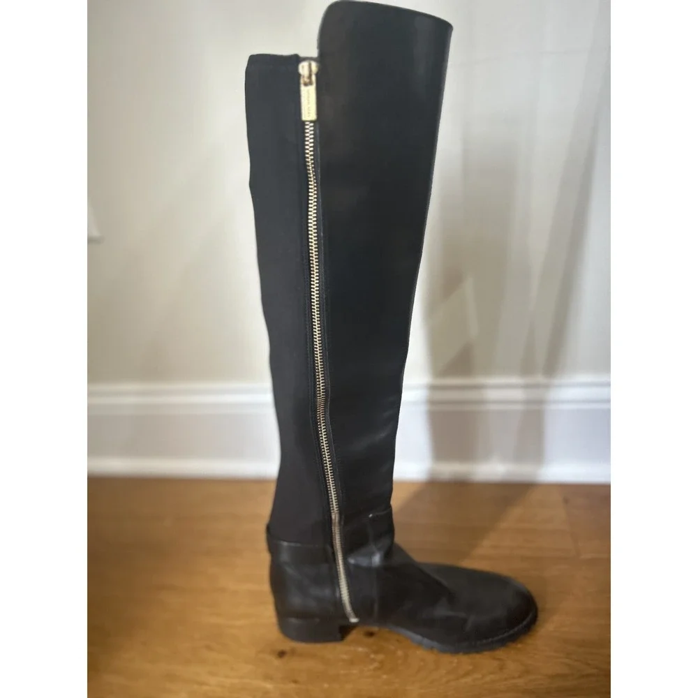 Michael Kors Over The Knee Tall Black Riding Boots Leather  Women's 6 Stretch